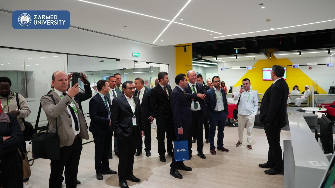 Group photo of ISLM 2025 attendees touring Abu Dhabi University facilities